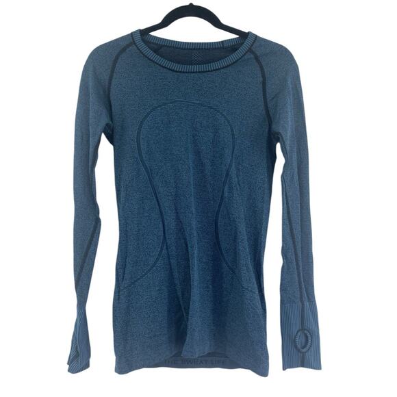Lululemon Tops - Lululemon Shirt Size L (Est) Women Swiftly Tech Long Sleeve Running Teal Black